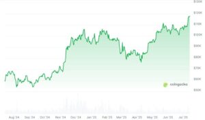 Bitcoin (BTC) Prices over the past 12 months. (Source: CoinGecko)